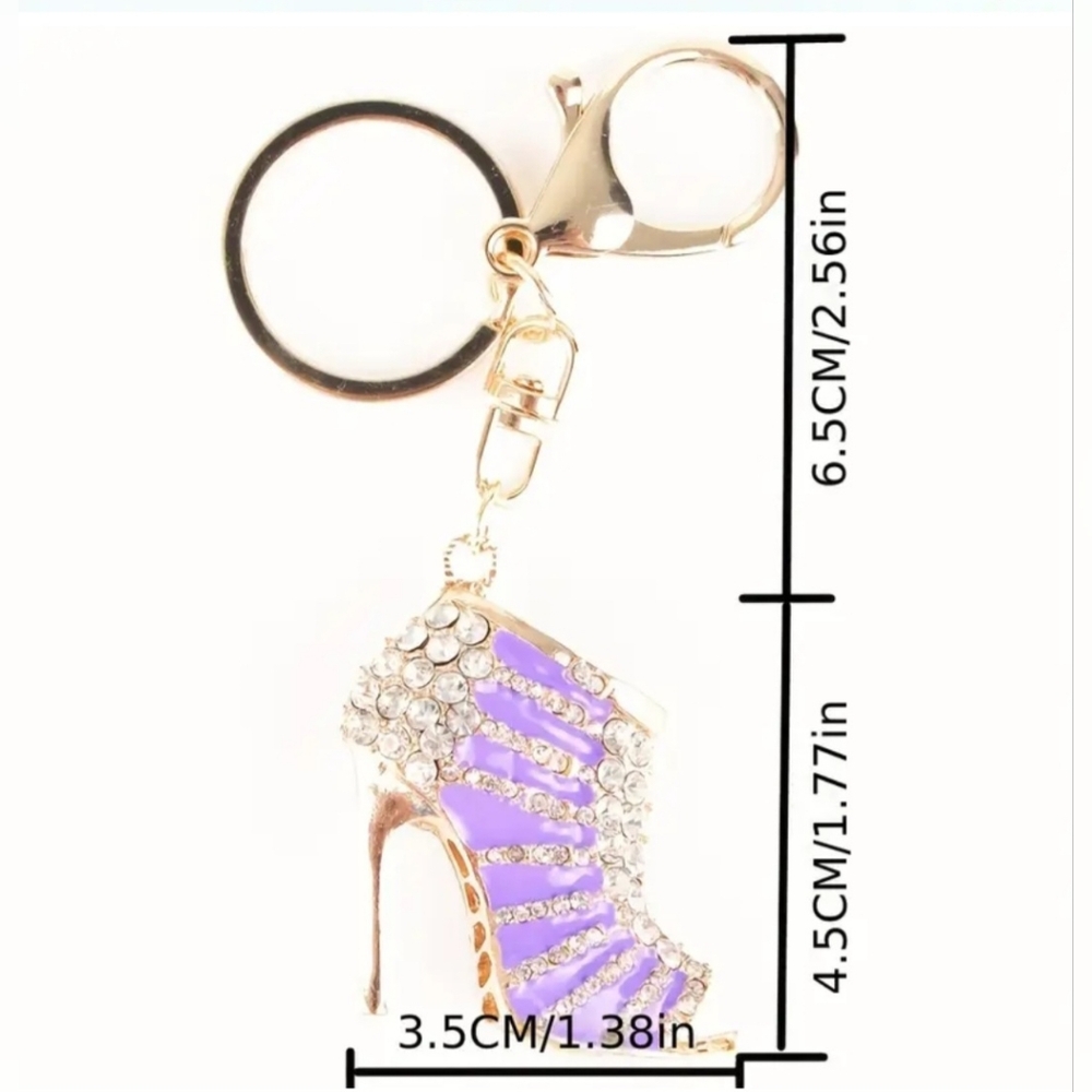 Green and Purple Rhinestone High Heel Keychains (2) - Picture 4 of 4